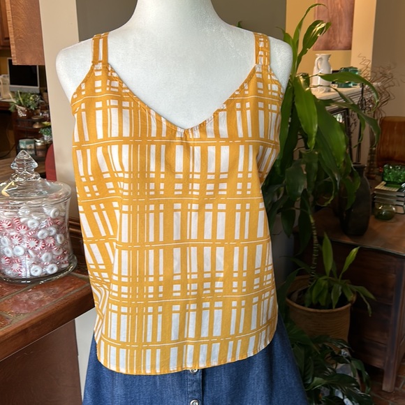 UNIVERSAL THREAD Cotton Yellow Plaid Tie Tank Top szL - Picture 9 of 13